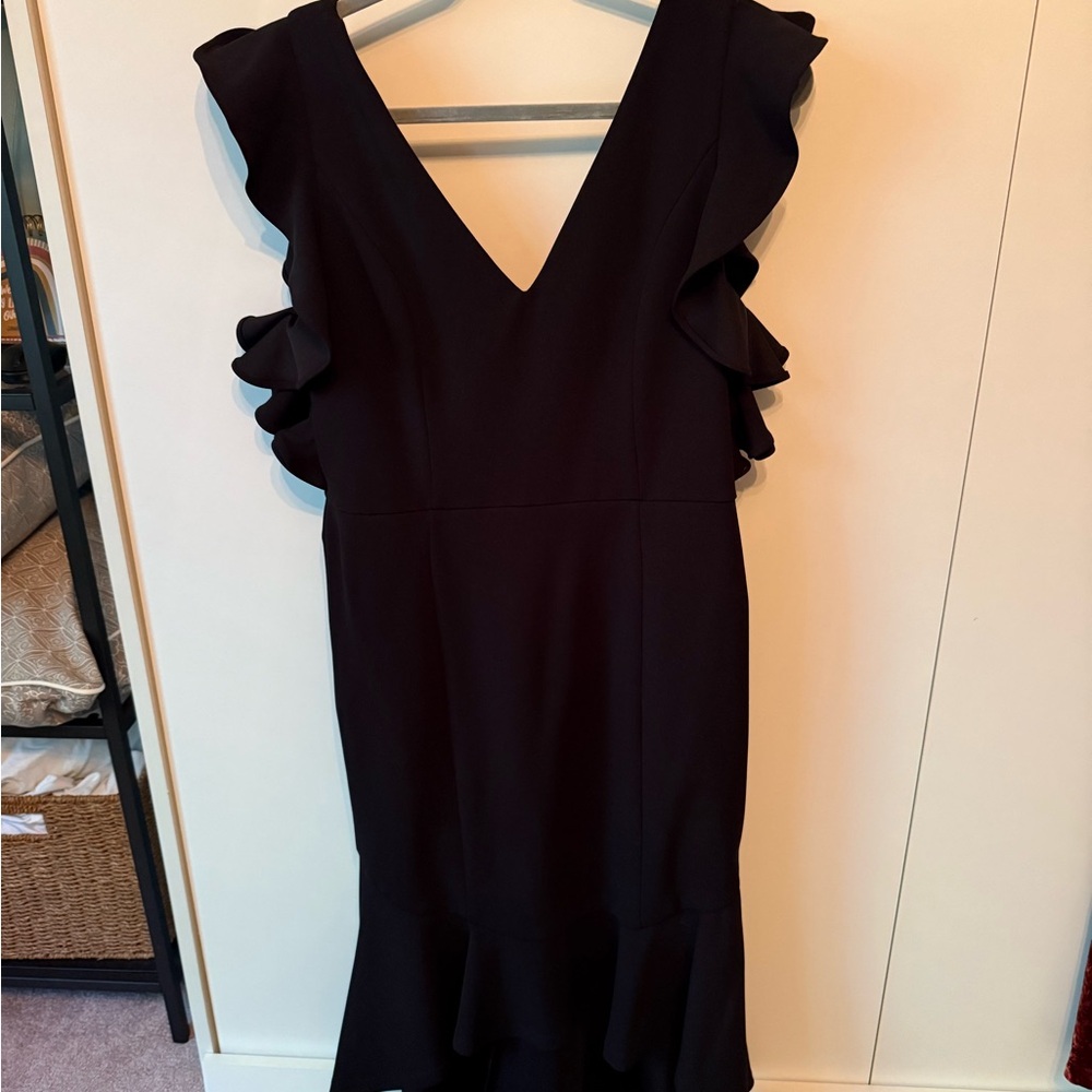 Nikibiki Black Midi Dress with Ruffle Sleeves